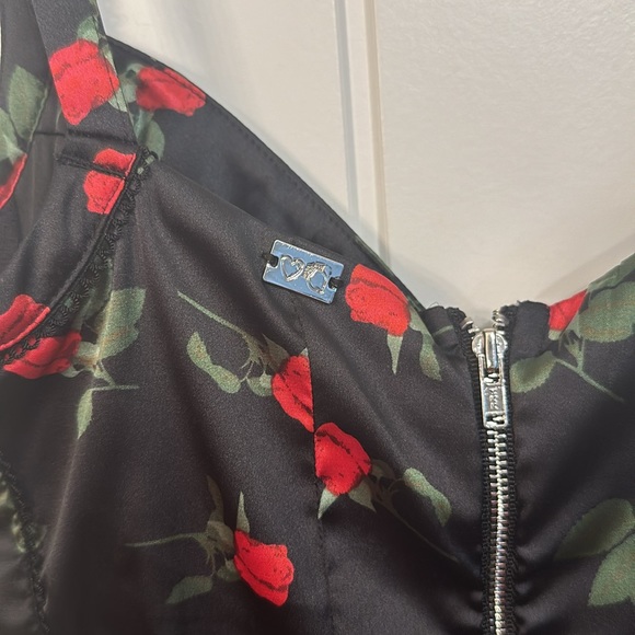 For Love and Lemons Love Song Dress Mini Dress Black Res Flowers Size XS - Picture 8 of 15